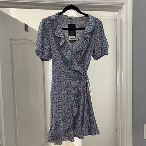 Chic Blue and Red Floral Mini Dress